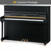 Kawai E-200 Studio Ebony Satin Upright Piano All Inclusive Package